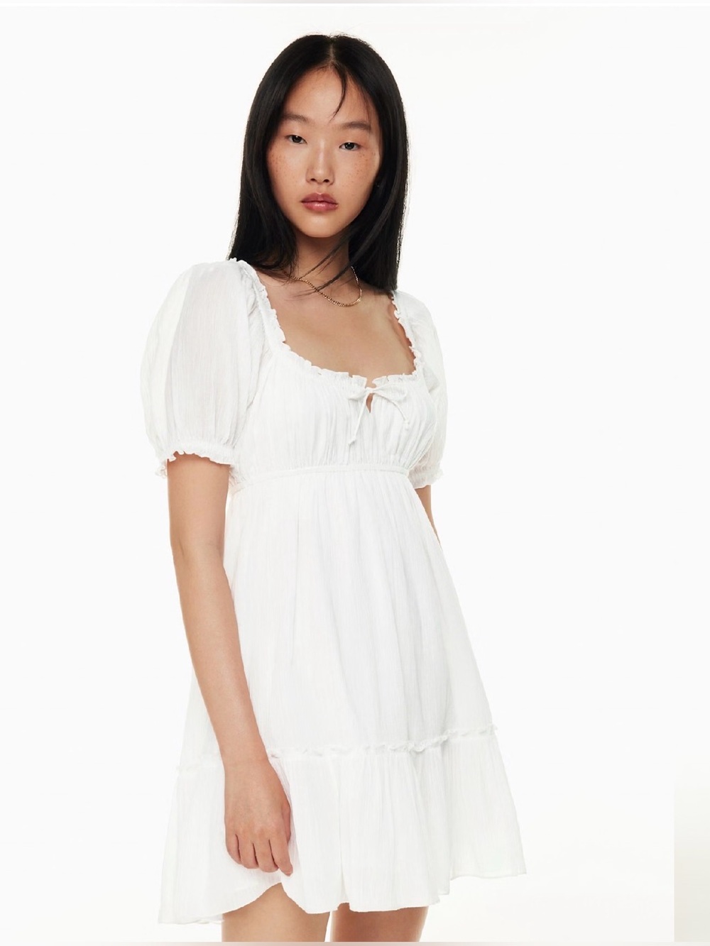 NWT ARITZIA SUNDAY BEST Drifters Babydoll Mini Dress Organic Cotton White L